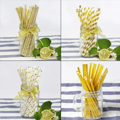 25 шт./лот Цвет Полосатый Крафт бумажная трубочка для питья элемент сервировки