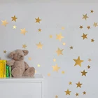 Виниловые наклейки на стену с золотыми звездами, Наклейки на стены для детской комнаты с золотыми звездами