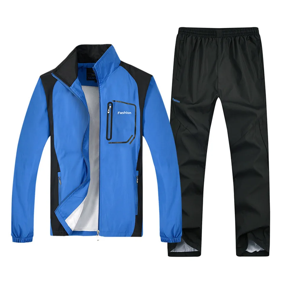 Mens Tracksuit Spring Autumn Sets Long Sleeve Leisure Thin Track Suit New Sportswear for Male Coat+Pants Large Size L-5XL | Мужская