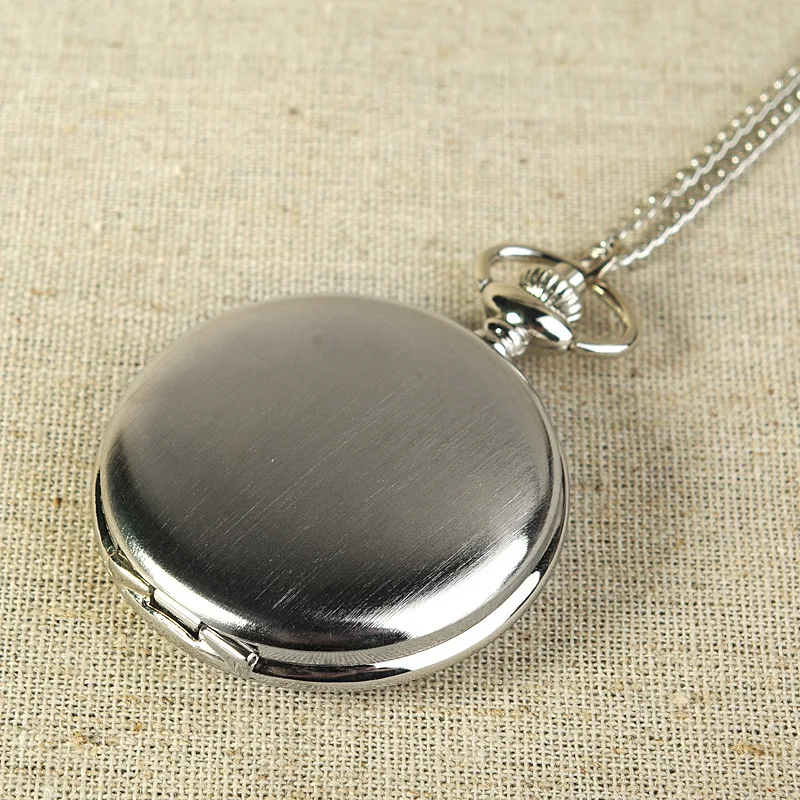 8074 полированные серебряные карманные часы минималистский дизайн белый фон