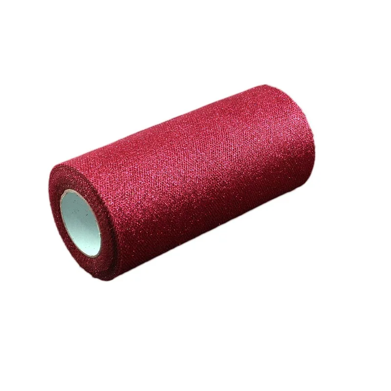 burgundy Королевский синий пачка Блестящий тюль рулонная Катушка " x 25 ярдов гипюровая Ткань Свадебный сверкающий подарок обёрточная бумага бант ремесло - Цвет: burgundy