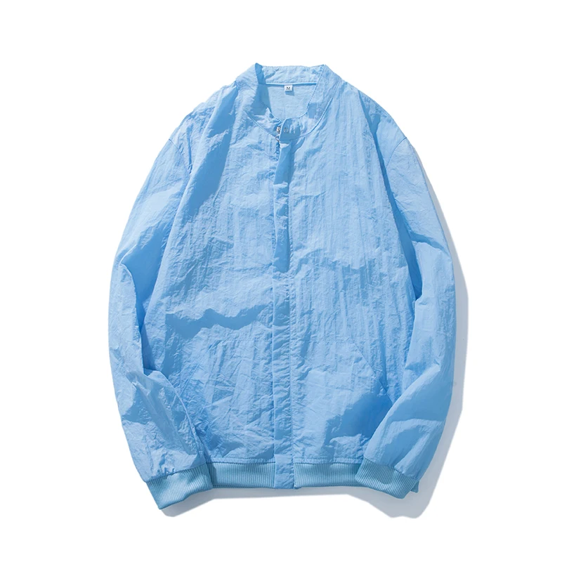 

YuWaiJiaRen Autumn Summer Jacket Men Thin Long Sleeve Large Size S -5XL Blue Classic Translucent Sun Clothes Mens Casual Coats