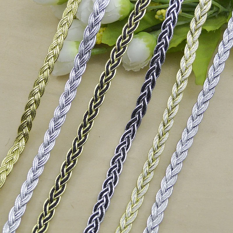 

50 meters /lot Lace Trim Fabric Sewing Lace Gold Silver Braided Lace Ribbon Curve Lace DIY Clothes Accessories Wedding Crafts