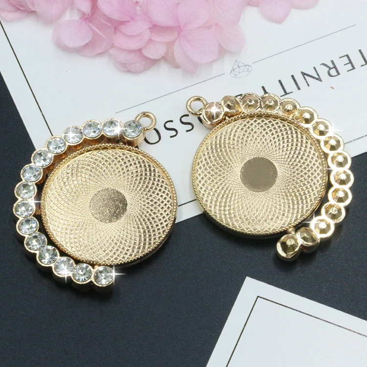 Основа для подвески из стекла и циркона диаметр 30 мм 2 шт./лот | Украшения