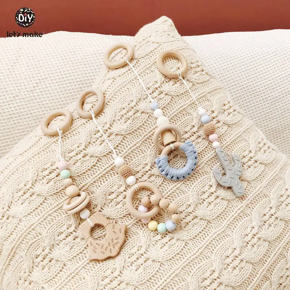 Let's make 4 шт Силиконовые кактусы пищевого качества деревянные детские игрушки для занятий в тренажерном зале игрушки для активного отдыха безопасный, деревянный подарок для новорожденных детская погремушка