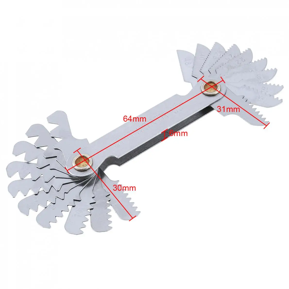 20pcs/set Imperial Stainless Steel Thread Gauge 55 Degree Screw Pitch with 4-48 Blades Range for Measurement | Инструменты