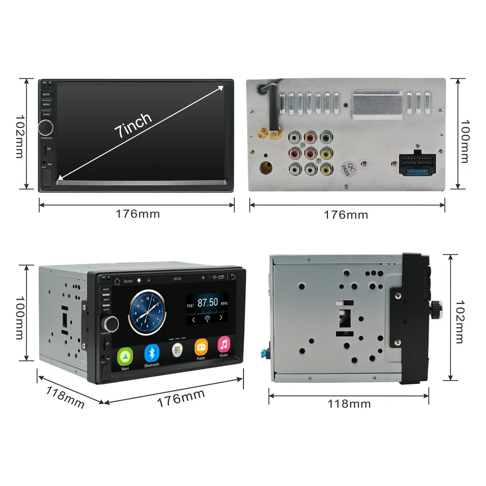 Android 4.4 2 дин Радио стерео 7 дюймов Сенсорный экран HD 1024x600 GPS навигации Bluetooth USB SD