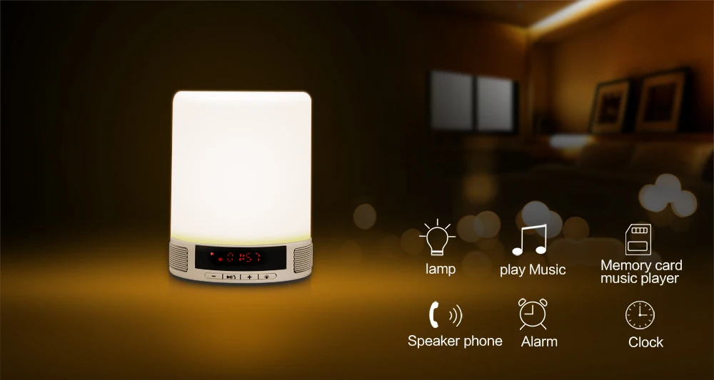 Romantic Lighting Bluetooth Speaker with Smart Alarm Clock Led lantern lamp with Touch induction lamp