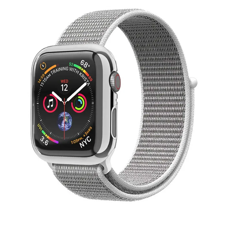Pearl White Нейлоновая петля, ремешок для Apple Watch, ремешок 44/42/40/38 мм Спортивная дышащая correa в едином положении во время занятий легкой атлетикой, браслет на запястье для наручных часов Iwatch, 4/3/2/1 аксессуары - Цвет ремешка: Pearl White