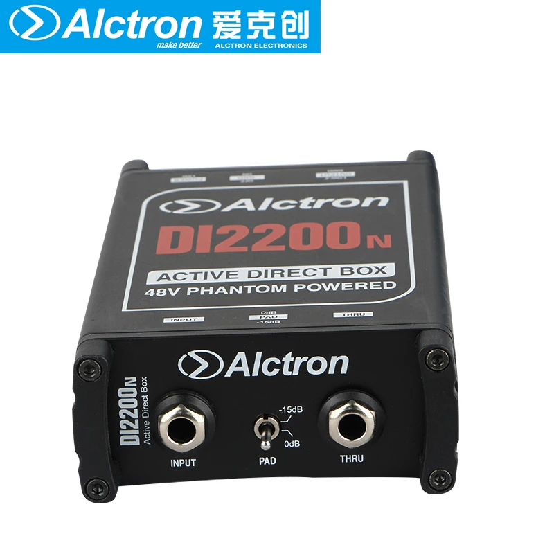 Alctron DI2200N высокопроизводительный 48В phantom powered активный DI бокс предназначен для