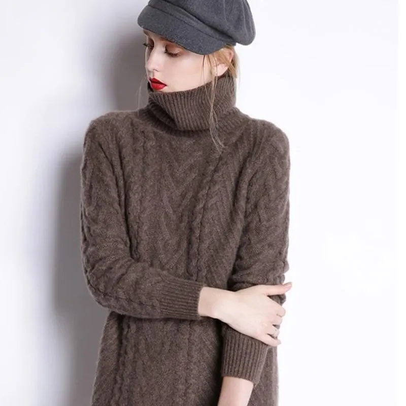 GejasAinyu sweaters fashion women turtleneck sweater Long dress Loose knitting Pullover womens winter tops | Женская одежда