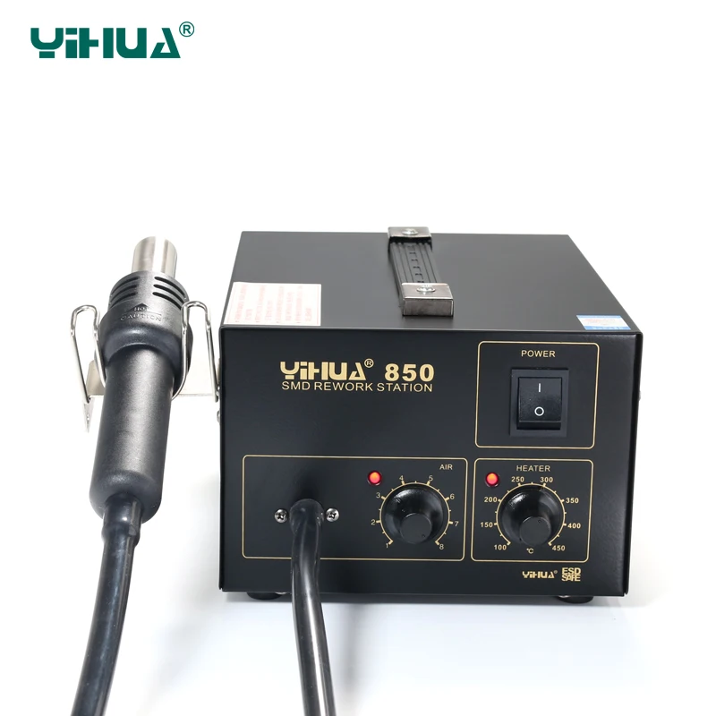 YIHUA 850 3 насадки паяльная станция горячего воздуха SMD паяльная станция без свинца с тепловым пистолетом