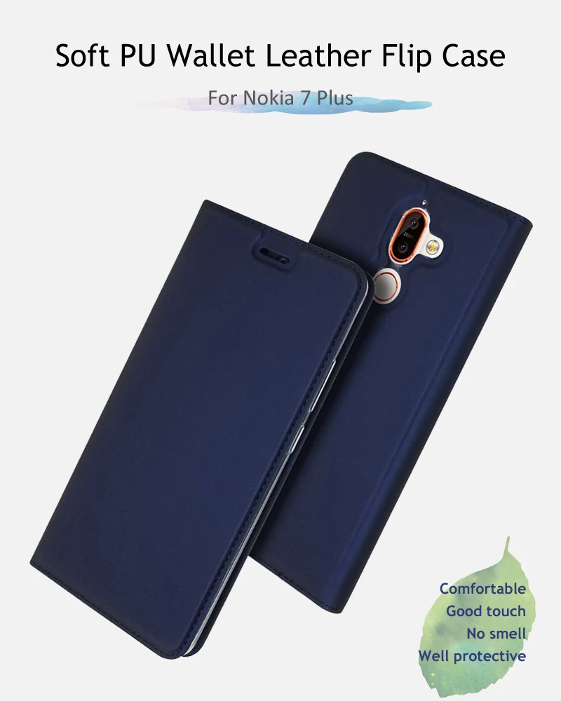 Для Nokia 7 Plus чехол из мягкой искусственной кожи с подставкой Чехол-книжка с отделением для карт Кожаный чехол-книжка для Nokia 7 Nokia7 Plus чехол для телефона Coque