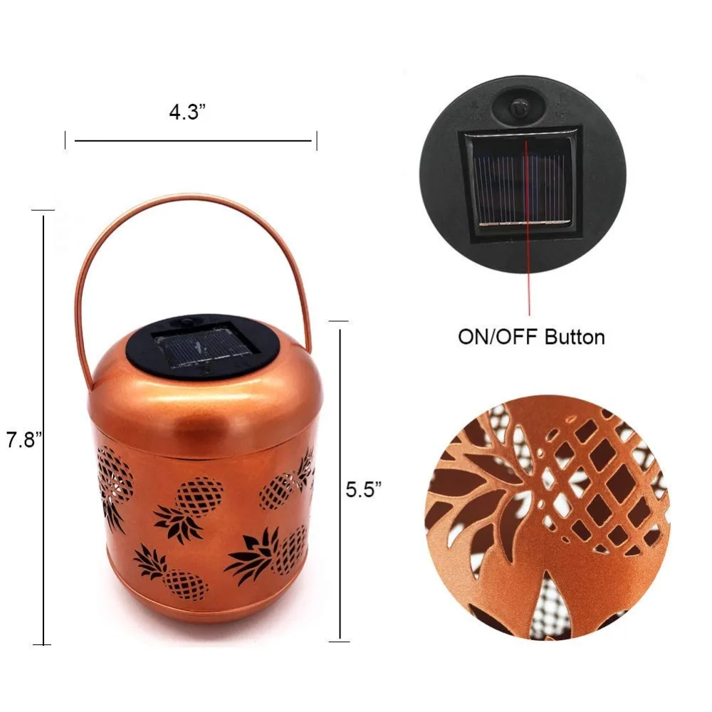 Подвесные фонари на солнечной батарее декоративные уличные с ананасом для