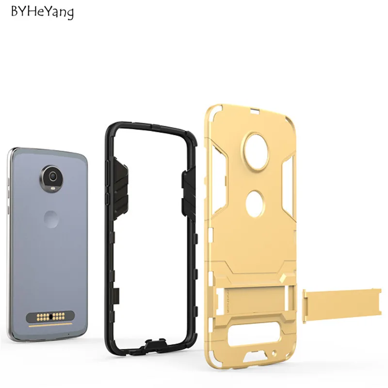 Чехол byheyang для Motorola Moto Z2 Play тонкий защитный чехол с подставкой робота резиновый