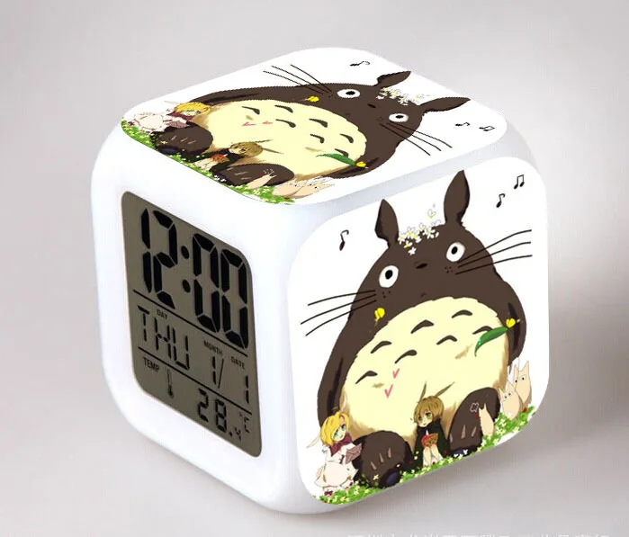 Tonari no Totoro LED 7 Color Flash Digital Alarm Clocks Kids Night Light Bedroom Clock reloj despertador | Дом и сад