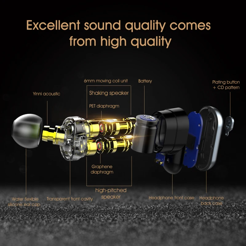Слог S101 Bluetooth V5.0 TWS наушники 10 часов настоящие беспроводные стерео наушники QCC3020 чип для слога S101 глубокий бас