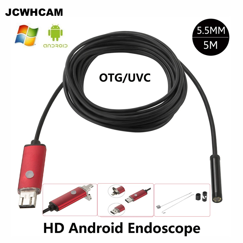 Водонепроницаемый USB-эндоскоп JCWHCAM 6 светодиодов объектив 5 мм м | Безопасность и