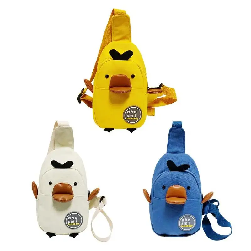 Children Waist Packs Fanny Bag Girls Cartoon Chicken Canvas Chest Bags Money Wallet Travel Crossbody Shoulder Bag Birthday Gifts