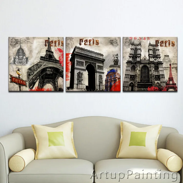 Большие 3 панели Художественная печать на холсте Красивая Нью Йорк Лондон пары