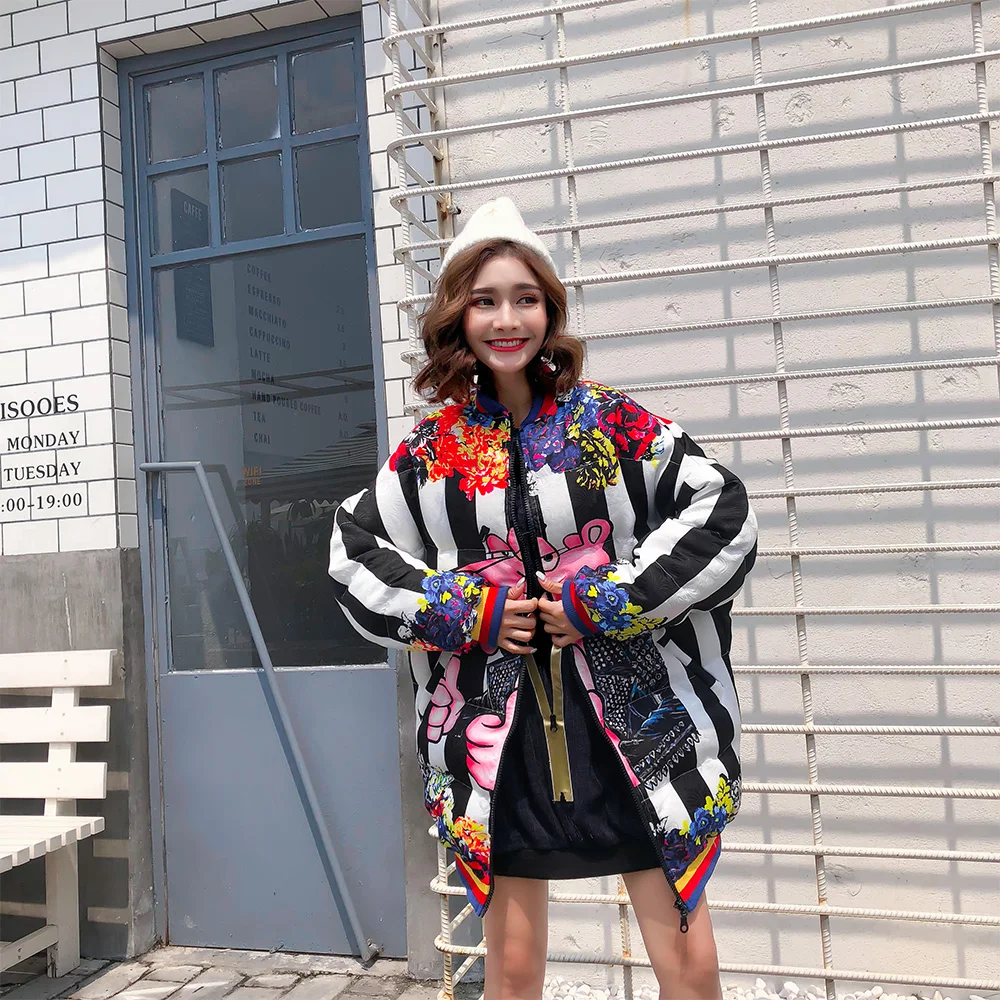 2018 Осенне-зимняя обувь с рисунками героев мультфильма в полоску длинные парки