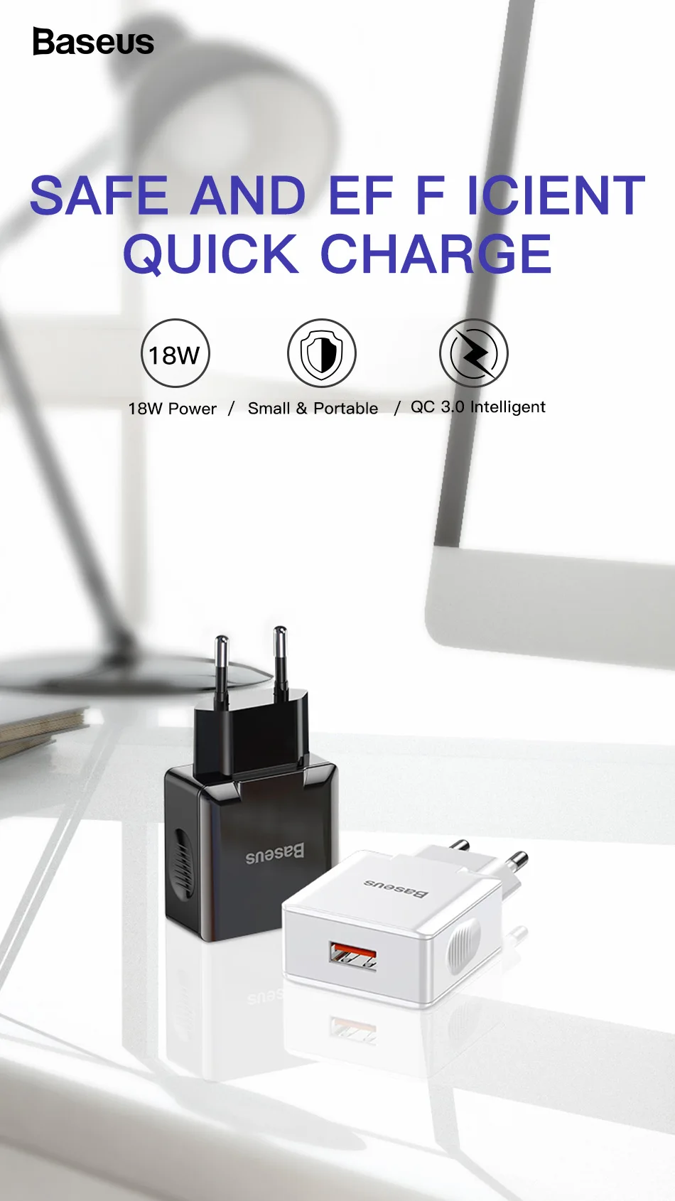 Baseus Quick Charge 3,0 2,0 USB зарядное устройство для iPhone Xiaomi samsung huawei QC3.0 QC быстрое зарядное устройство Turbo настенное зарядное устройство для мобильного телефона