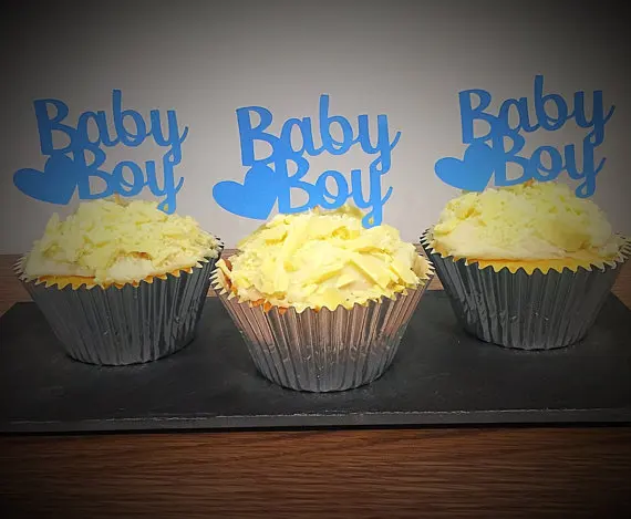 12 шт синий детский душ для маленьких мальчиков кексов вечерние украшения девочек