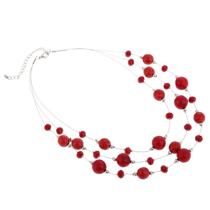 Новинка 2017 3 ряда граненое красное хрустальное ожерелье бусы ювелирные изделия