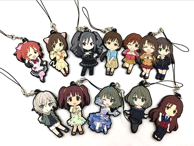 

10pcs/Lot Anime figure the idolm ster cinderella random send rubber Silicone mobile phone charms/keychain