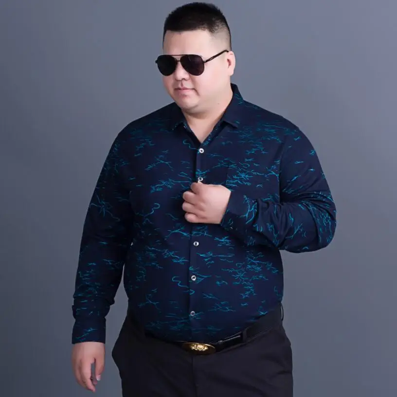 2017 Новинка 8XL 7XL 6XL мужские s рубашки с длинными рукавами принтом Мужские в цветах