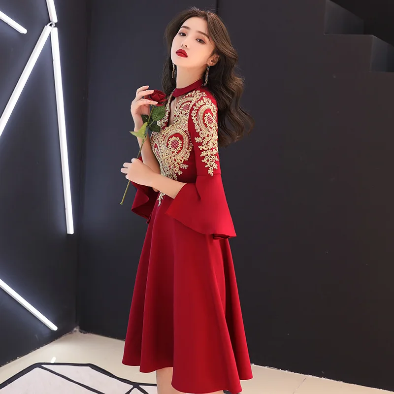 Женское вечернее платье с V-образным вырезом ТРАПЕЦИЕВИДНОЕ ПЛАТЬЕ