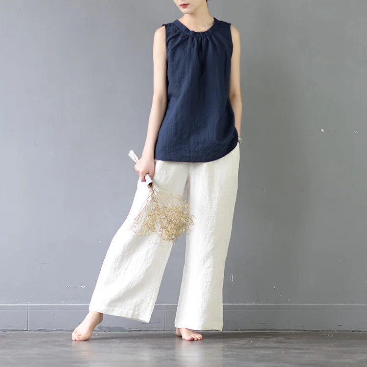 SCUWLINEN, женские летние топы, одноцветные, рами, свободные безрукавки, топы, Vestidos, повседневные женские блузки S359