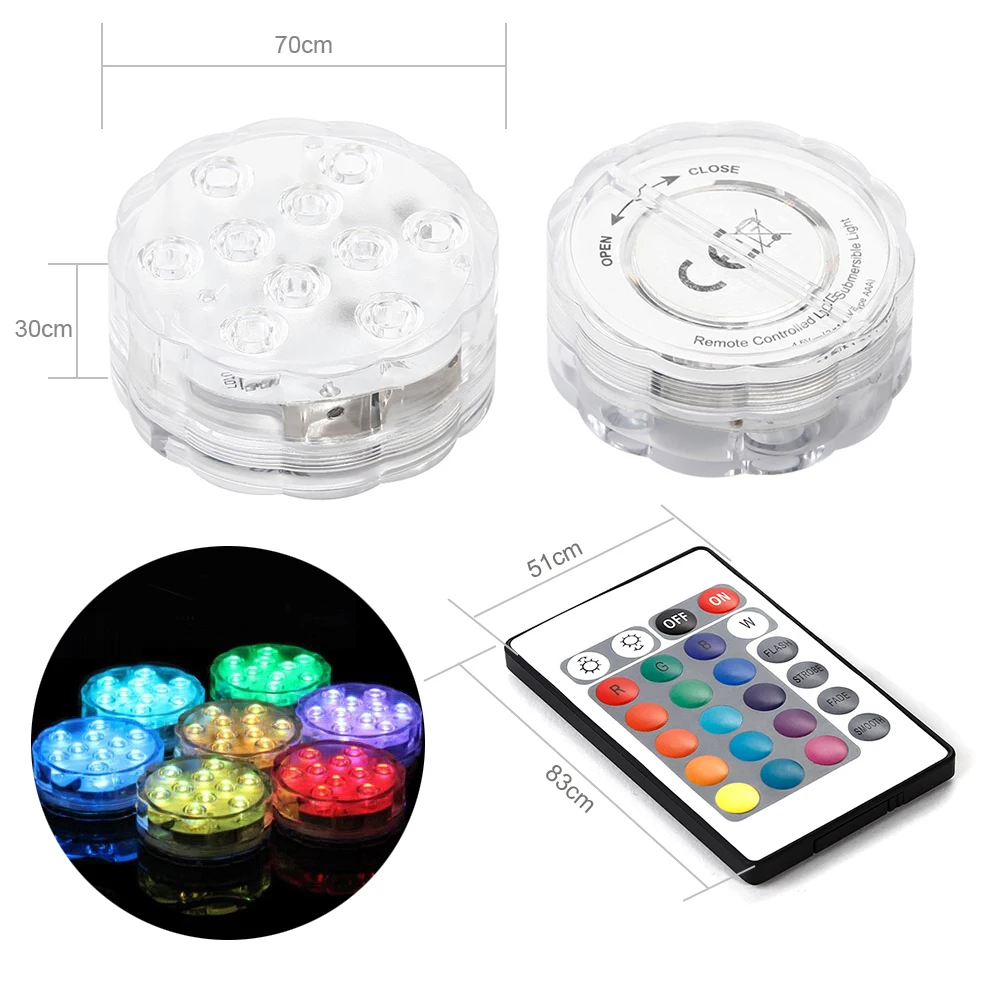 AGM LED погружной свет украшения свечи цветочные чайные лампы водонепроницаемые 10LED