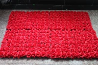 free shipping by ems 6040cm hot red artificial silk rose flower wall wedding background lawn flower home market decoration