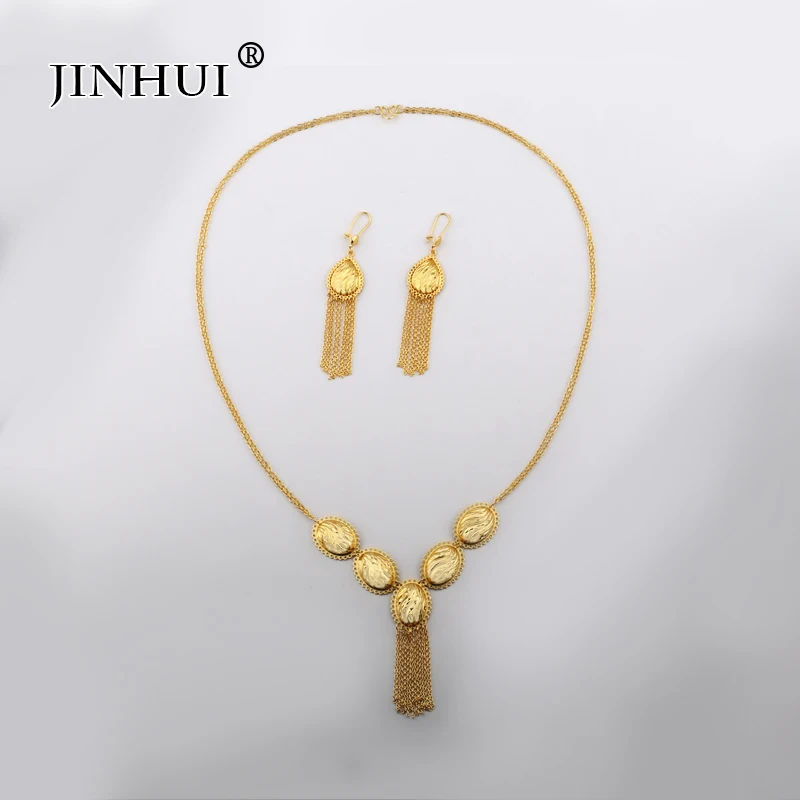 Jin Hui африканские Модные Ювелирные наборы золотого цвета женские подарки на