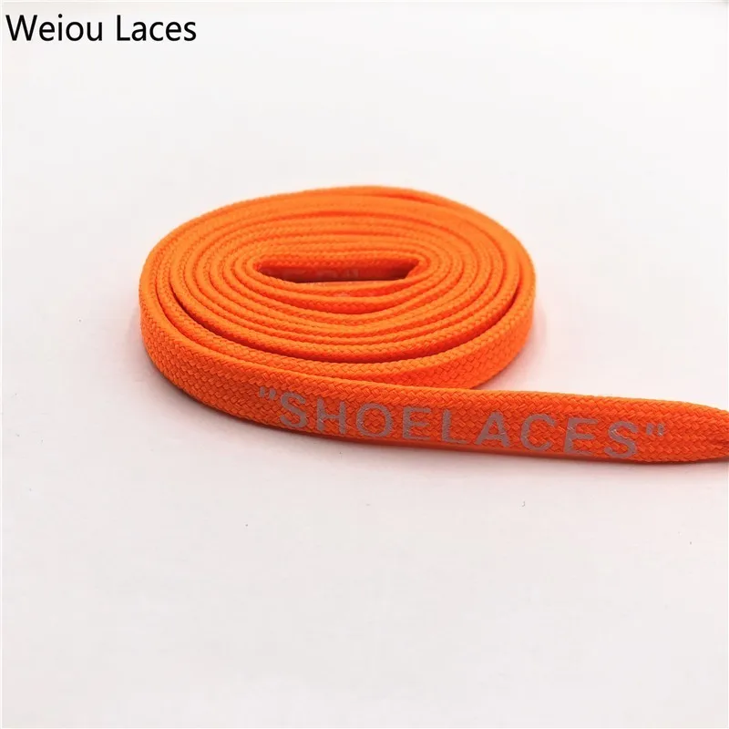 Weiou бренд Off White плоские полиэфирные шнурки печать "шнурки" Зеленый Оранжевый OW подписанные совместно беговые шнурки на заказ