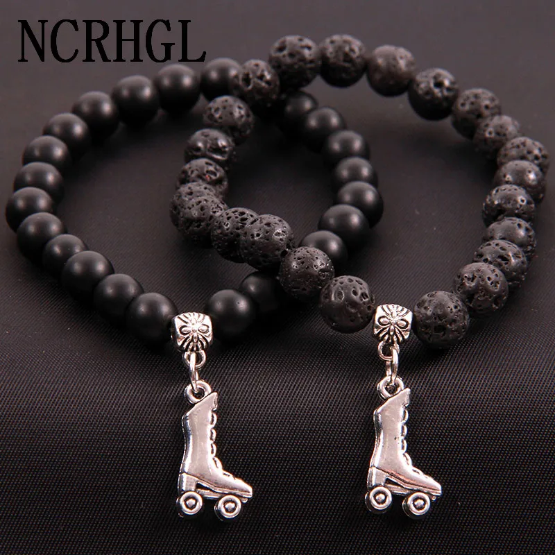 NCRHGL Новые популярные 8 мм бусины браслет ролик/лед скейт Шарм Лава камень бисером