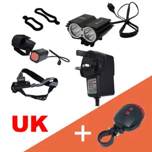 UK Charger Black WD Водонепроницаемый LED фонарь для велосипеда+ 8000 мАч аккумулятор+ зарядное устройство велосипедов велосипедные аксесуары для - Цвет: UK Charger Black WD