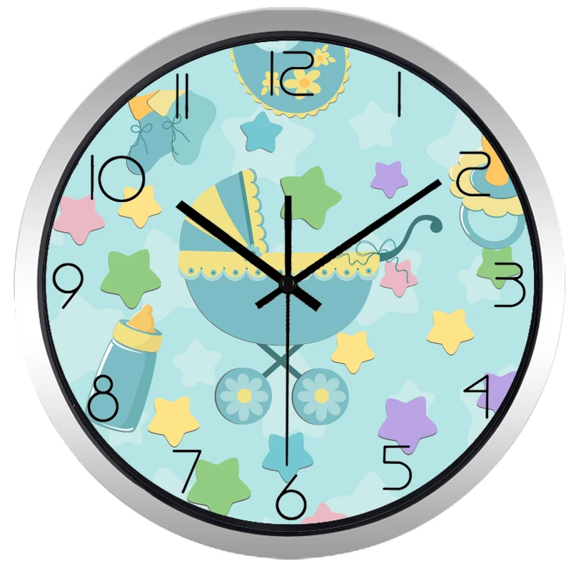 Настенные часы для детской комнаты нетикающий звук милые перевозки с бутылкой