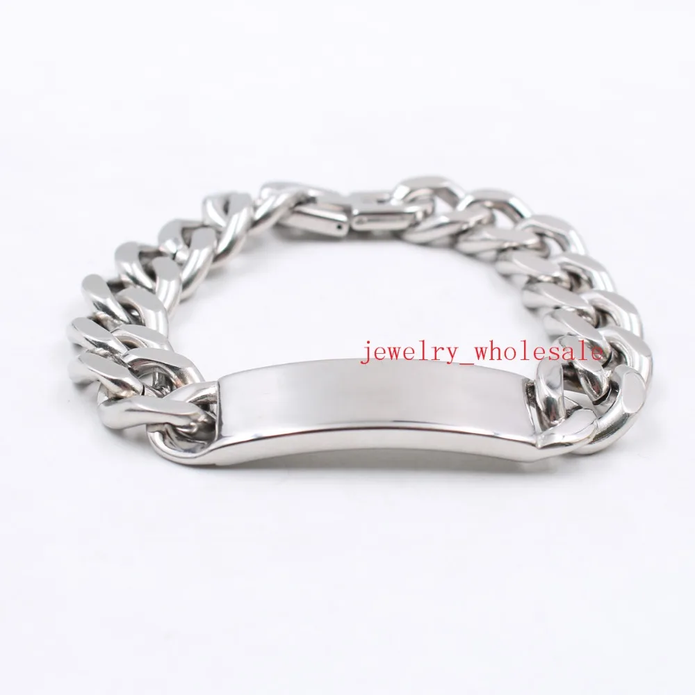 Цепочка кубинская из полированной нержавеющей стали шириной 15 мм большой