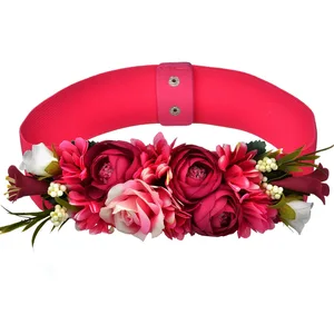 Пояс женский эластичный с цветочным принтом, в богемном стиле