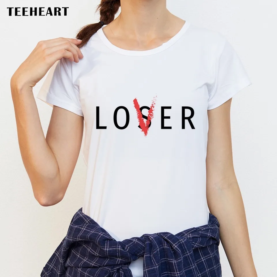 2017 Женская Новая модная футболка с коротким рукавом надписью Lover Or Loser женские