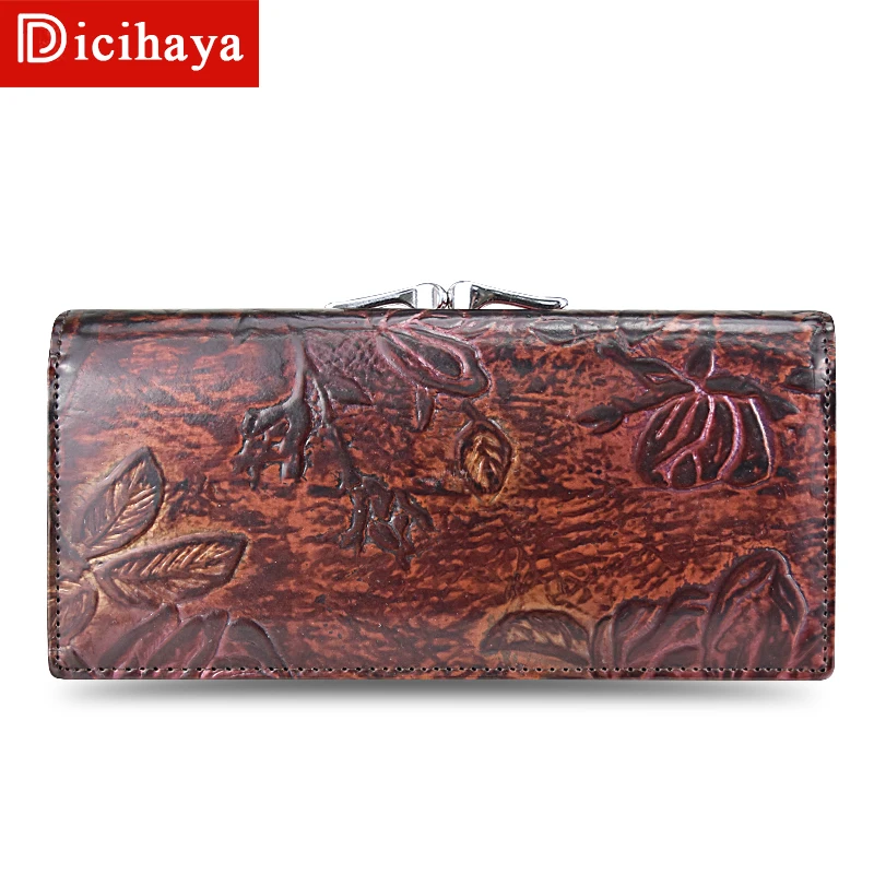 DICIHAYA/женские кошельки из натуральной кожи, Длинный дизайнерский клатч, Воловья кожа, кошелек высокого качества, Модный женский кошелек, сумки для телефона