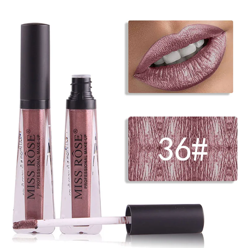 Мисс Роуз shimmer lip краски 12 видов цветов водонепроницаемые долговечный металлический блеск для губ Алмазный Блеск жидкая помада MS107