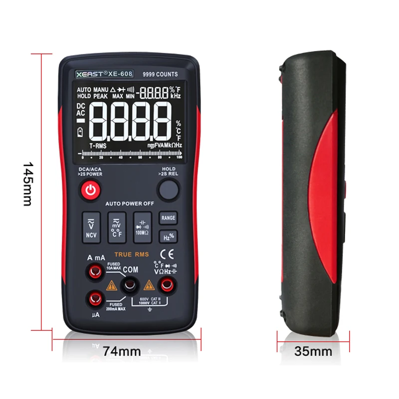 Цифровой мультиметр XEAST XE 608 True RMS Кнопка 9999 отсчетов с аналоговым графом AC/DC