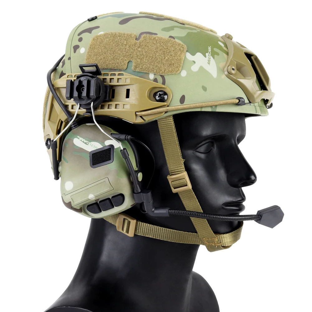 Tactical Helmet Headset with Fast Helmet Rail Adapter Peltor Noise Canceling Comtac Headset Camouflage Military Headphone