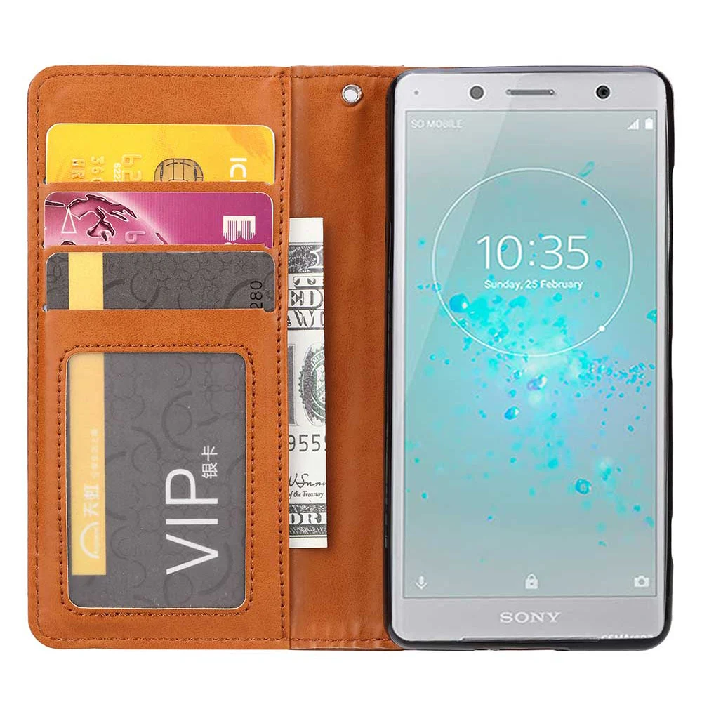 IDOOLS Роскошный чехол для sony Xperia XZ2 компактный Бумажник слот карт с подставкой