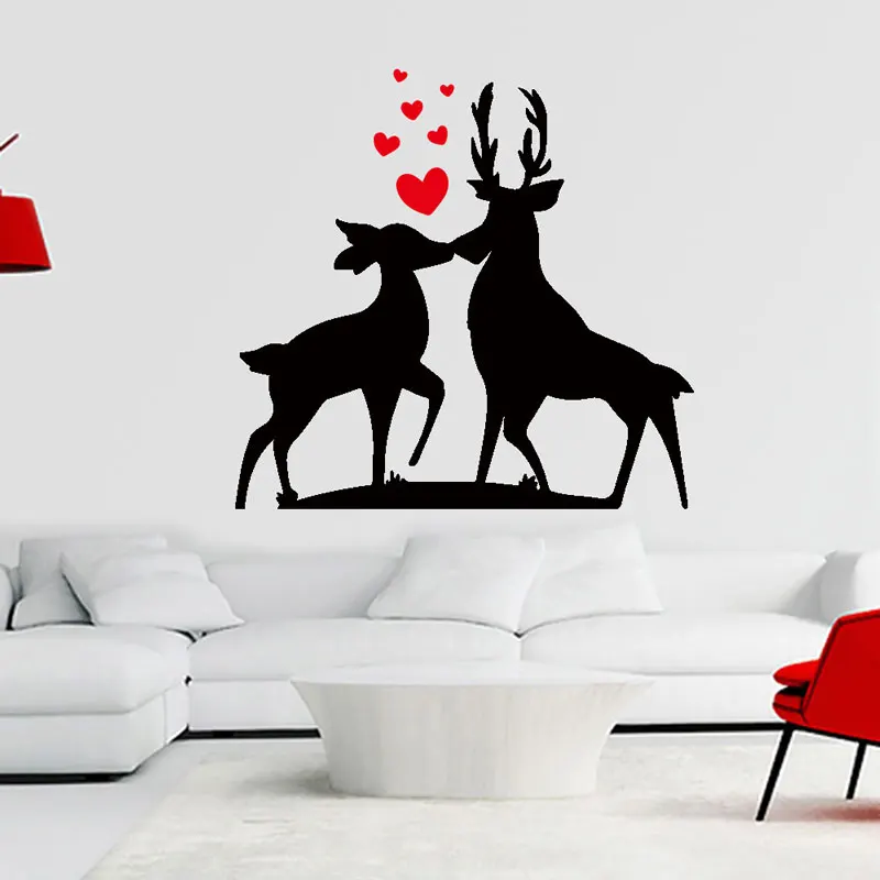 Милая Любовь олень Окно Наклейка на стекло стену спальня диван фон декоративные