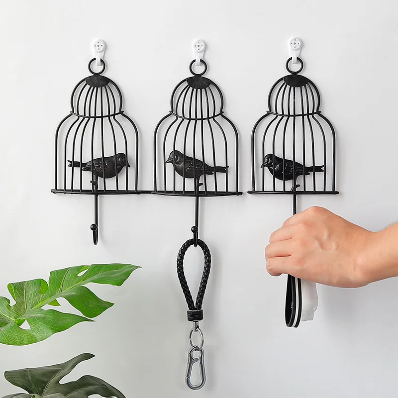 Держатель для ключей в форме птичьей клетки настенная железная вешалка шляп