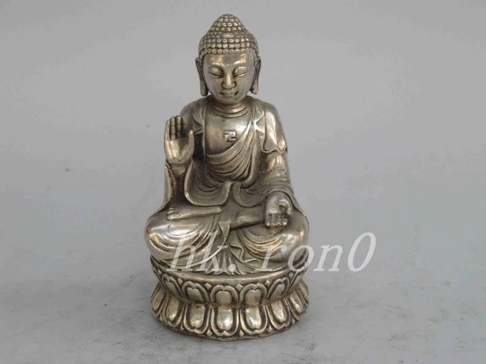 

Elaborate Chinese Collection of vintage old-style Tibet Silver Buddha statue